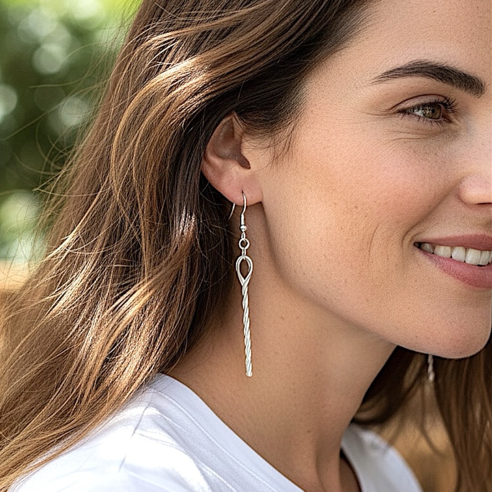 5 For $25💫Alternative Silver Wire Braided Dangles Earrings